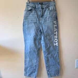 PACSUN PLAYBOY Denim Jeans with White Logo SIZE 28